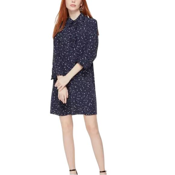 KATE SPADE Silk Navy Blue & Stars Dress Sz S Nautical Patriotic Summer 4th July - Picture 4 of 12